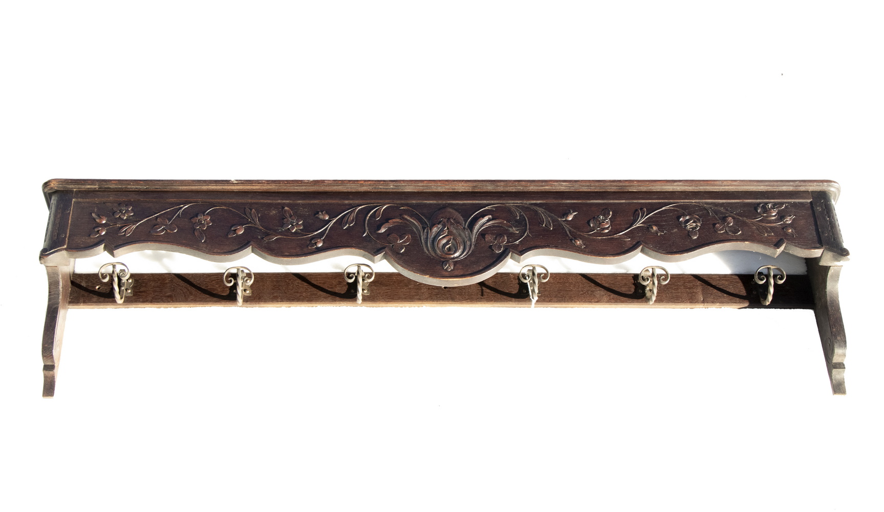 Appraisal: OAK HANGING COAT RACK French Style Carved Oak Wall Hanging