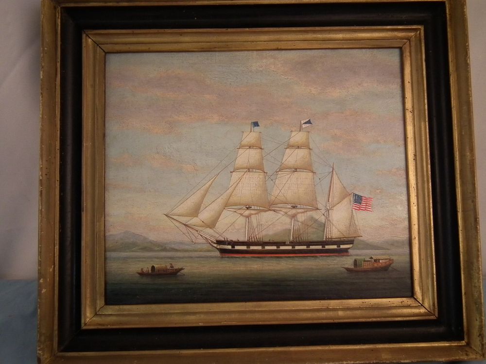 Appraisal: ANTIQUE CHINA TRADE PAINTING Antique China Trade oil painting on