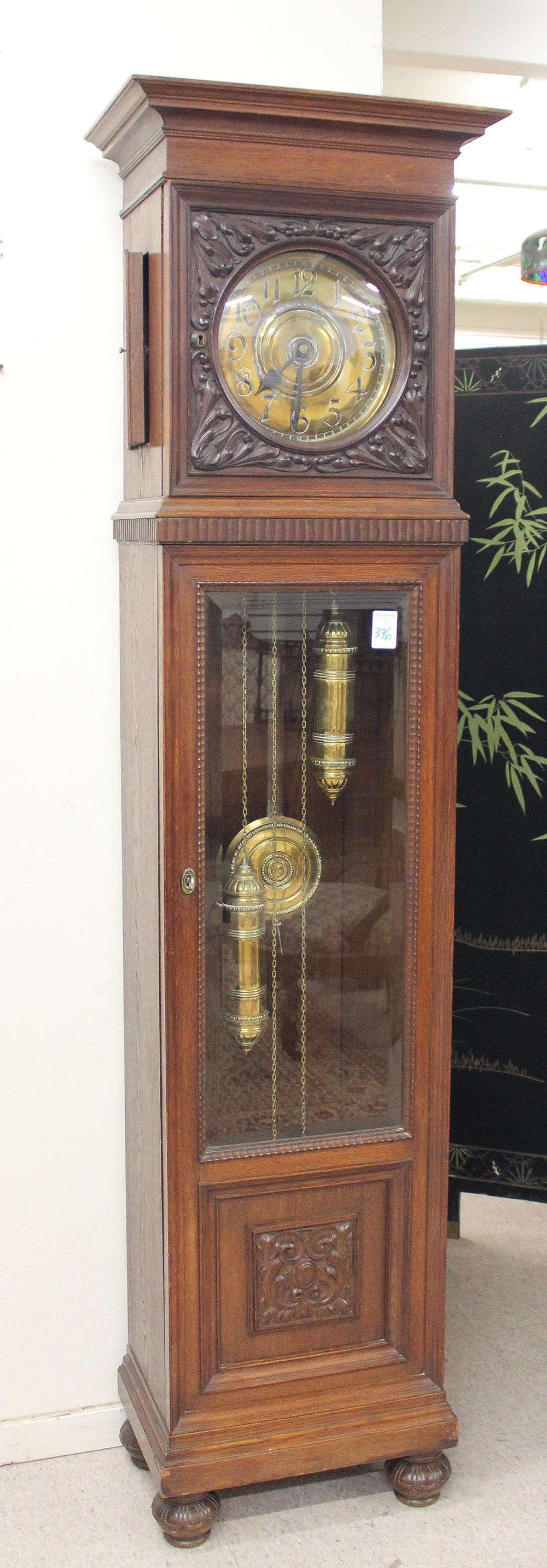 Appraisal: AN OAK TALL CASE FLOOR CLOCK Mauthe Clock Company Schwenningen