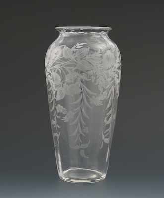 Appraisal: Sinclaire Glass Company Intaglio Optic Glass Vase Apprx - H