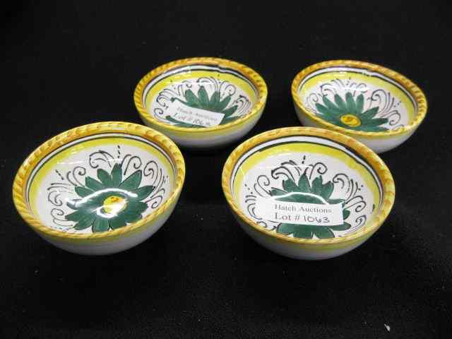 Appraisal: Deruta Italian Faience Pottery Salt Cellars '' florals excellent