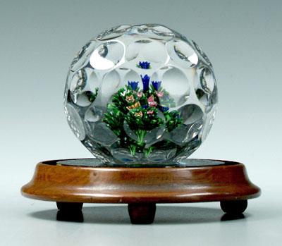 Appraisal: St Louis faceted magnum paperweight complex upright bouquet of blue