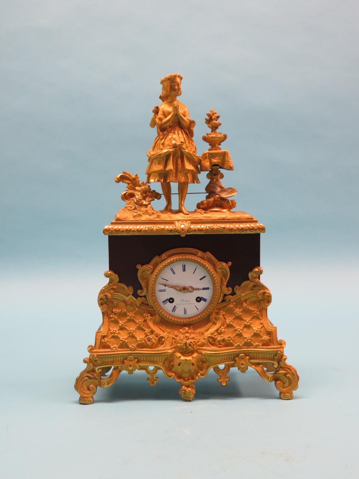 Appraisal: A th century French ormolu mantel clock enamelled dial signed