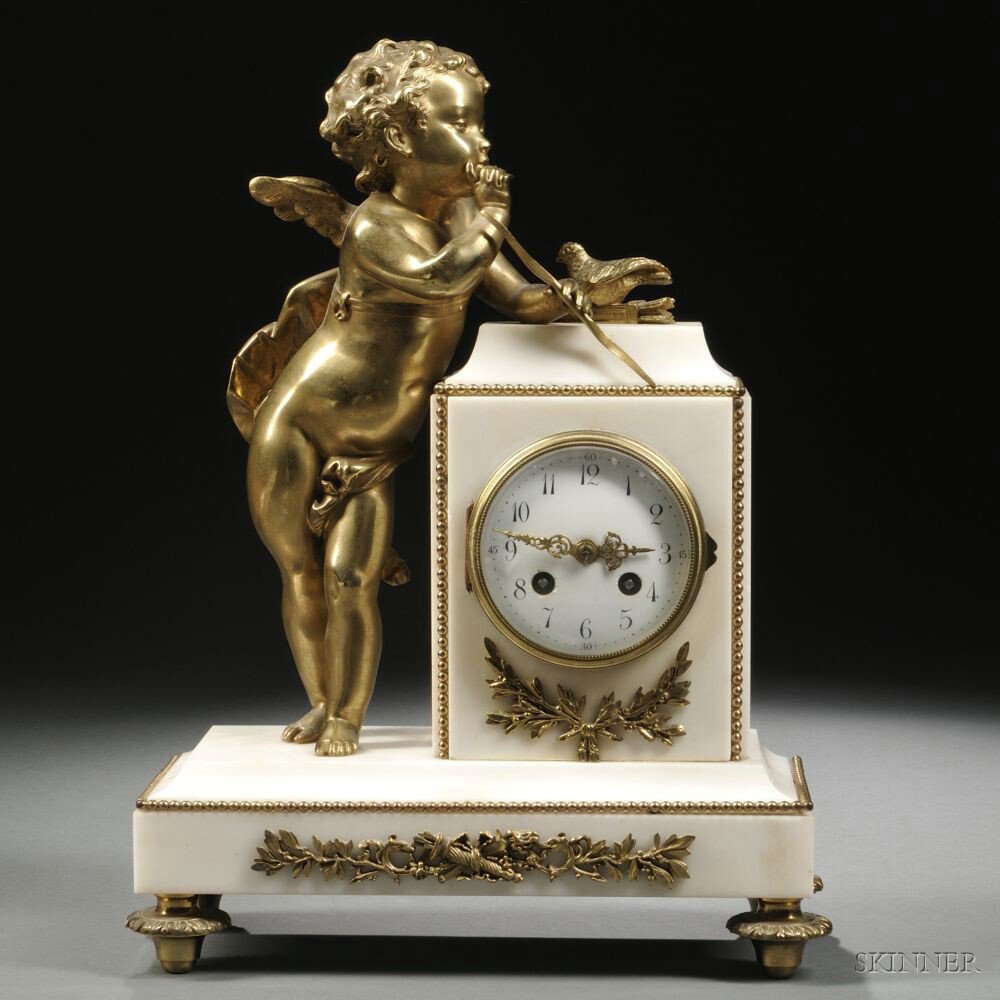 Appraisal: Japy Freres Bronze and Marble Mantel Clock France th century