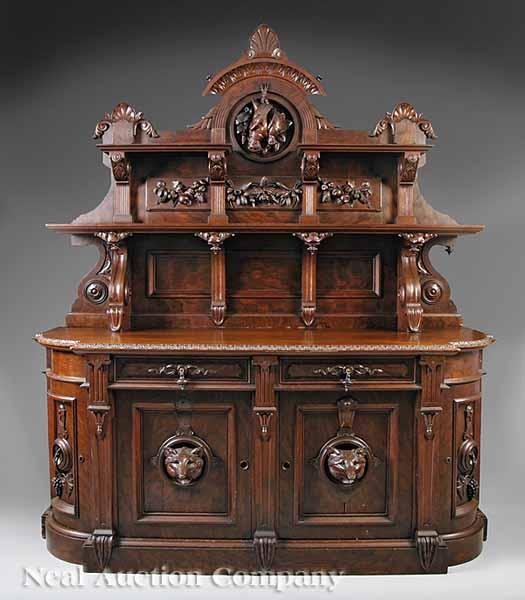 Appraisal: An American Renaissance Carved Walnut Sideboard mid- th c Baltimore