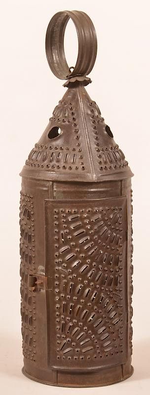 Appraisal: th Century punched Tin Candle Lantern th Century punched Tin