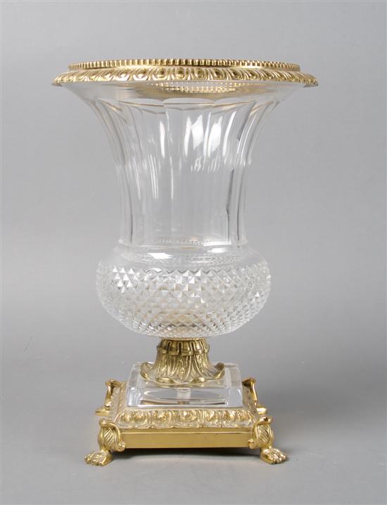 Appraisal: A French Crystal and Gilt Metal Mounted Urn Height inches