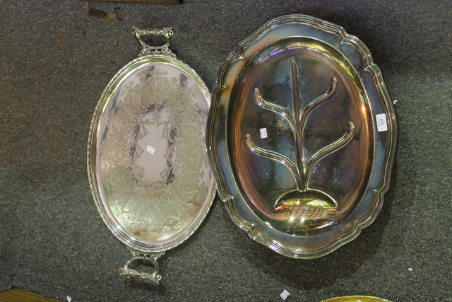 Appraisal: A SILVER PLATED MEAT DISH of shaped oval form together