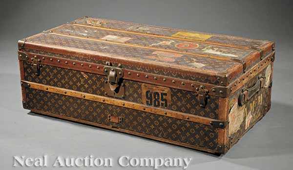 Appraisal: A Vintage Louis Vuitton Steamer Trunk classic logo cloth covering