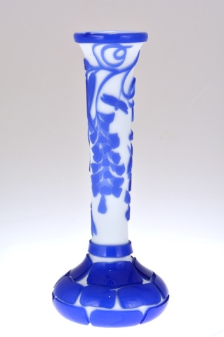 Appraisal: Pilgrim Cameo Glass Bud Vase Blue Mist Pilgrim Cameo Glass