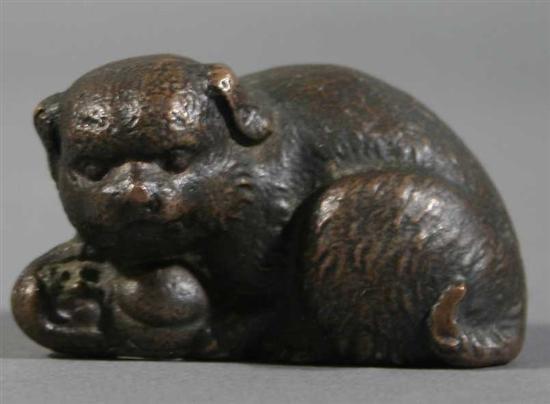 Appraisal: Tiffany Studios bronze recumbent dog paperweight Stamped ''Tiffany Studios New