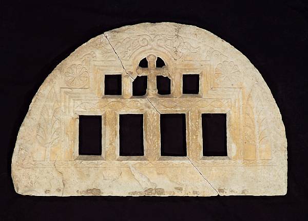 Appraisal: A Greek carved marble architectural grill Tinos th- th century