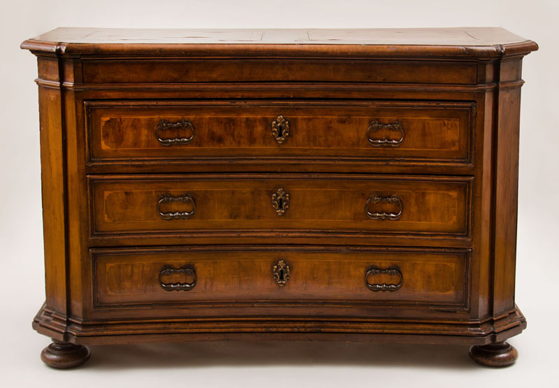 Appraisal: FINE ITALIAN BAROQUE WALNUT AND FRUITWOOD PARQUETRY TALL CHEST OF