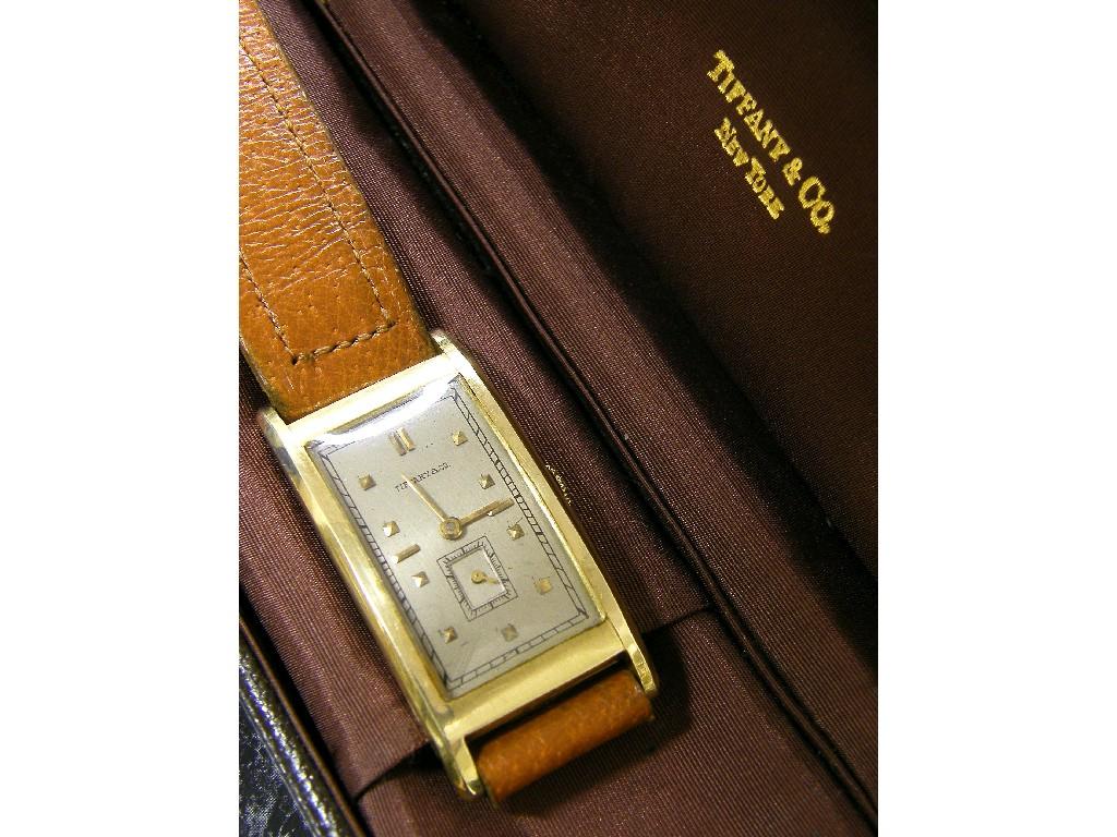 Appraisal: Tiffany Co ct 's gentleman's rectangular curved wristwatch the silvered