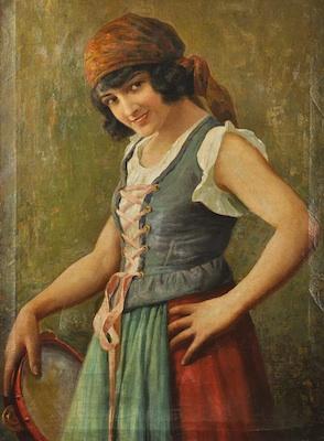 Appraisal: American School Early th Century Girl in a Gypsy costume