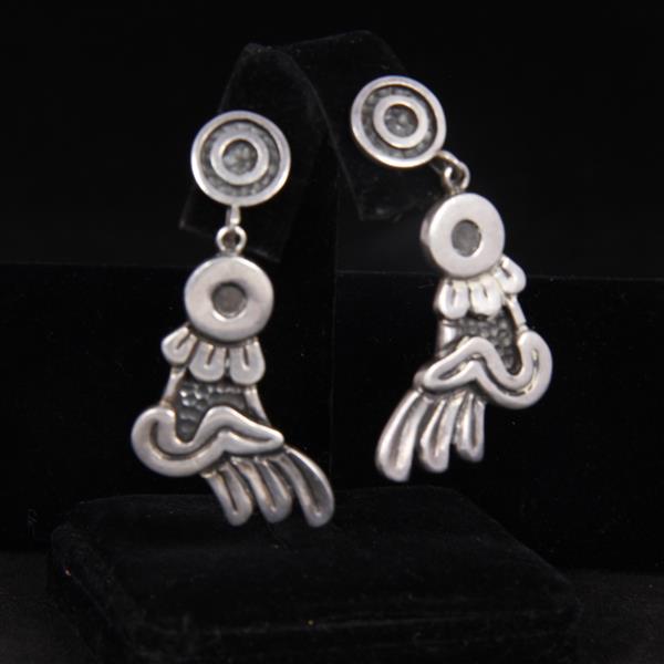 Appraisal: Margot de Taxco sterling silver abstract modernist earrings H