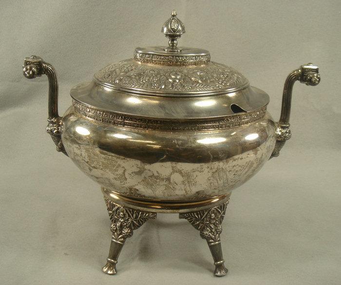 Appraisal: Etruscan style plated silver soup tureen Meriden Silver Co h