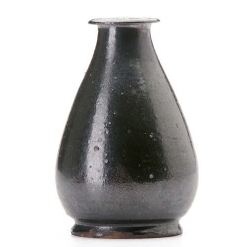 Appraisal: GEORGE OHR Tear-shaped vase covered in gunmetal brown glaze Light