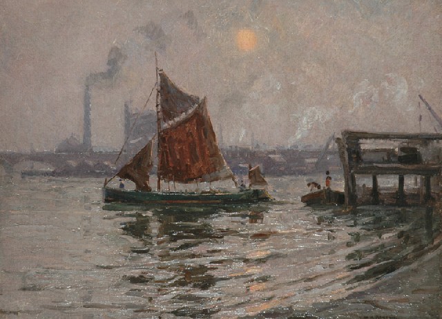 Appraisal: Will Ashton - Boats on the Thames oil on board