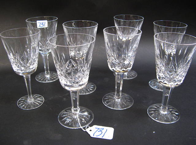 Appraisal: EIGHT WATERFORD CRYSTAL WHITE WINE GOBLETS in the Lismore pattern