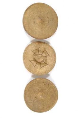 Appraisal: Three th century African hide shields of circular form with