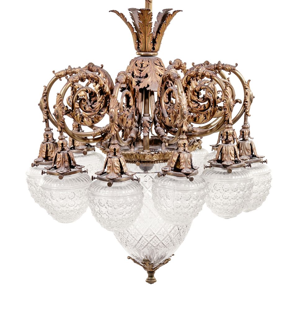 Appraisal: A French Gilt Bronze and Glass Globular Chandelier A French