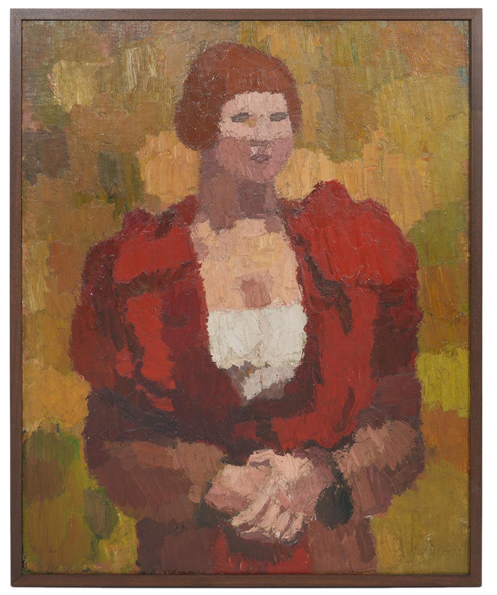 Appraisal: HANS BOHLER 'THE RED SHAWL' OIL PAINTINGHans Bohler Austria -