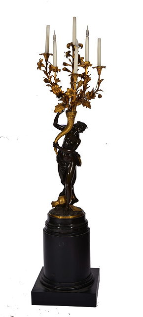 Appraisal: A TH CENTURY FRENCH BRONZE LAMP in the form of