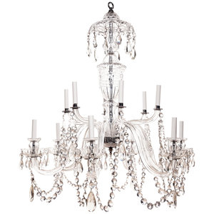 Appraisal: An Irish George III Style Cut Glass Twelve-Light Chandelier th