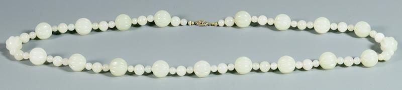 Appraisal: Chinese Celadon Beaded Jade Necklace Chinese celadon jade beaded necklace