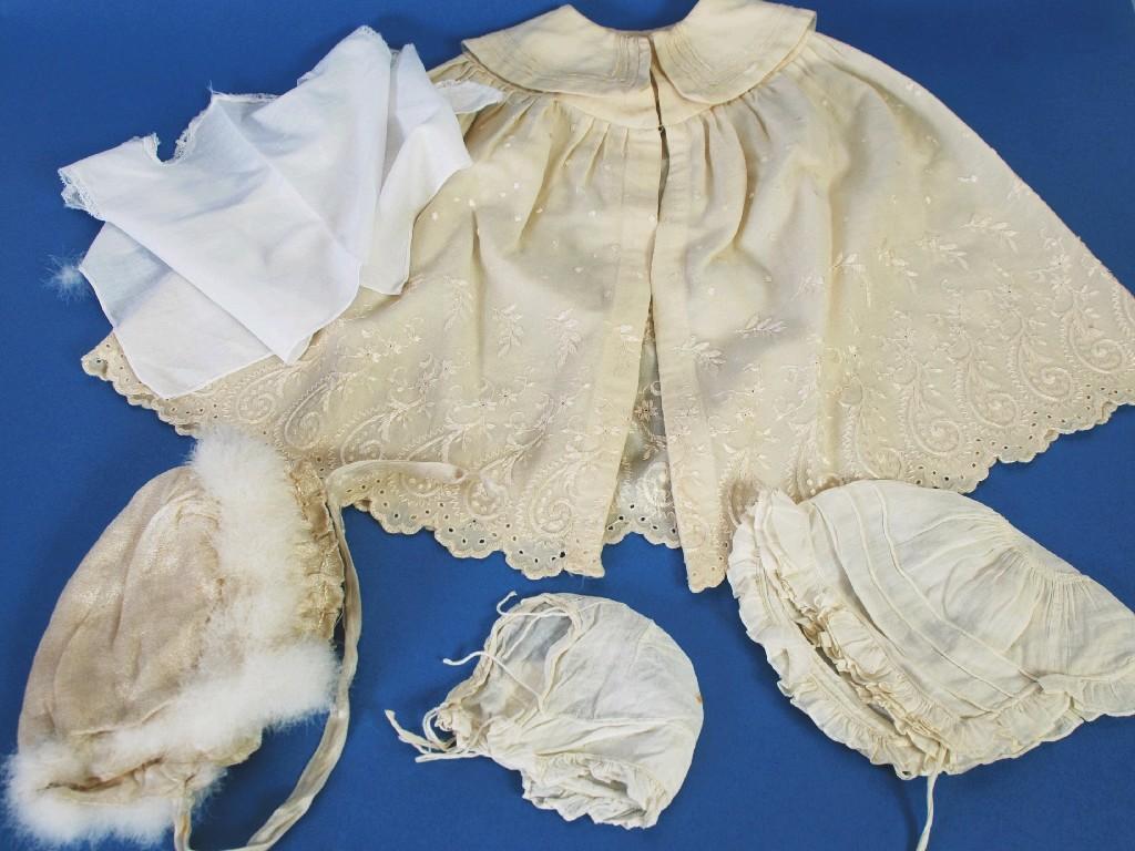 Appraisal: TWO BABY'S BONNETS ANOTHER 'S BABY'S PINAFORE STYLE UNDER GARMENT