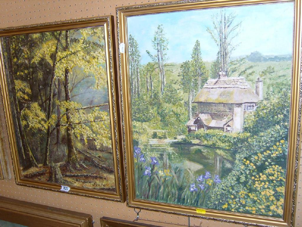 Appraisal: A pair of oil paintings on canvas one showing a