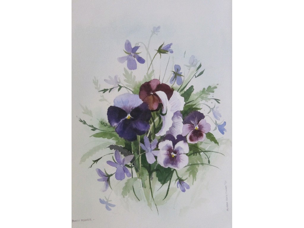 Appraisal: ALISON ROSS EWAN Pair of watercolour flower studies 'Pansy Power'