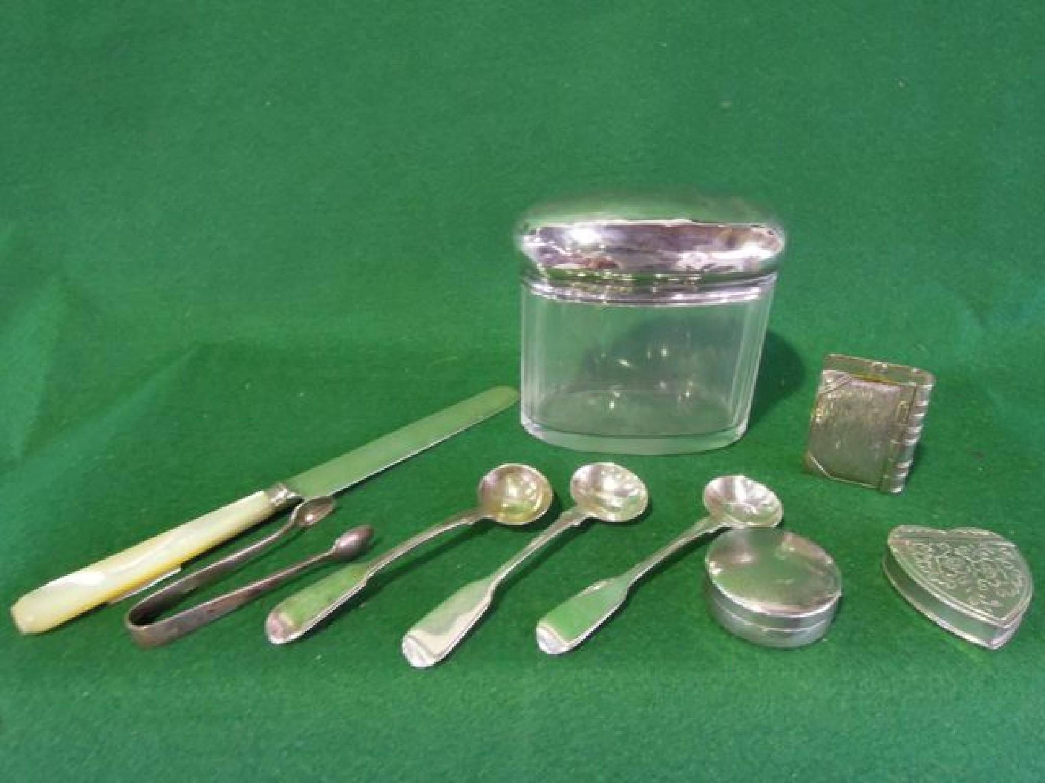 Appraisal: An interesting collection of items including a silver capped glass