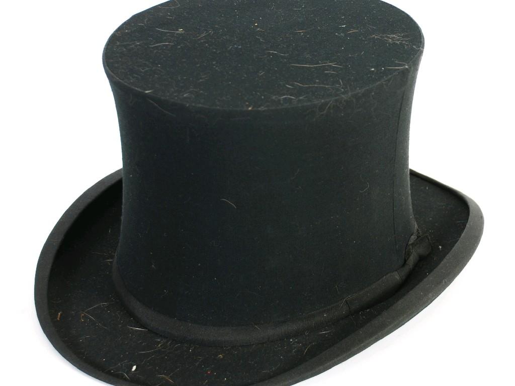 Appraisal: GENTLEMAN BLACK SILK FOLD FLAT OPERA HAT makers monogram and