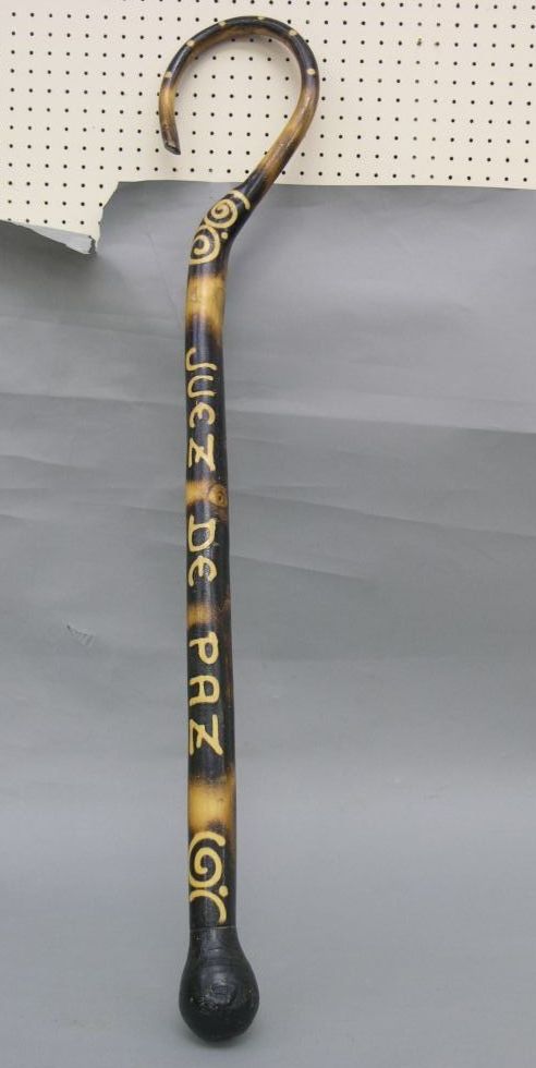 Appraisal: A painted wood crook Justice of the Peace ft in