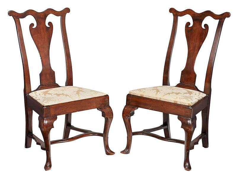 Appraisal: Pair Philadelphia Queen Anne Walnut Side Chairs William Savery School