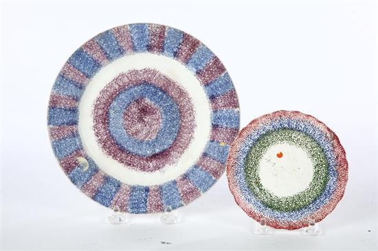 Appraisal: TWO RAINBOW SPATTERWARE PLATES English st half- th century Three-color