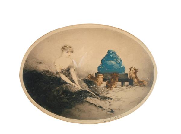 Appraisal: Louis Icart French - Pekinese Buddha H C amp I