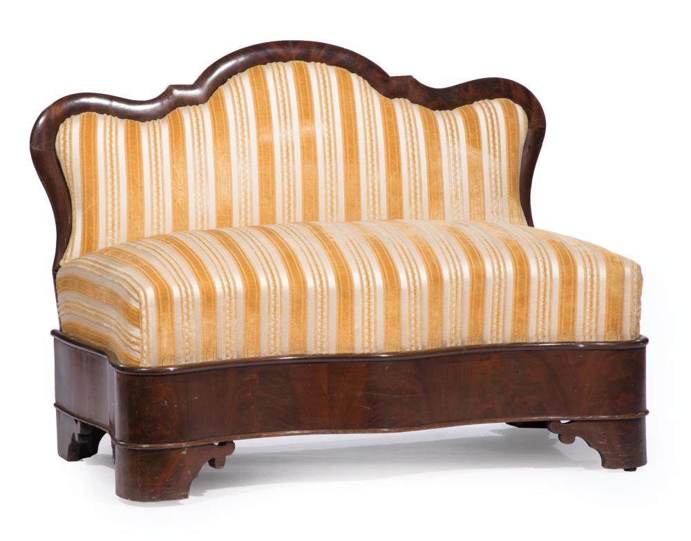 Appraisal: American Late Classical Carved Mahogany Slipper Settee mid- th c