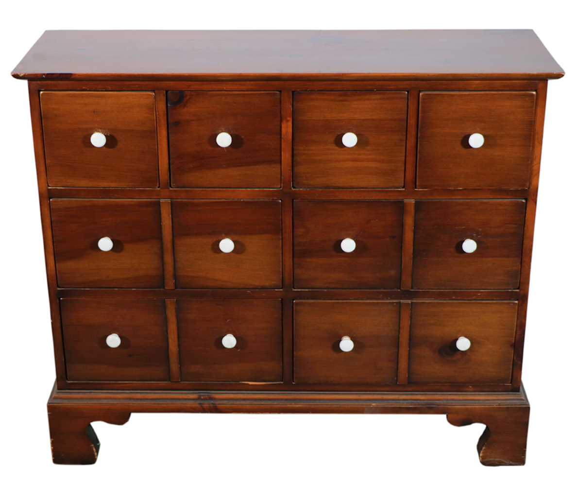 Appraisal: TWELVE DRAWER APOTHECARY STYLE CHEST Custom made twelve drawer apothecary