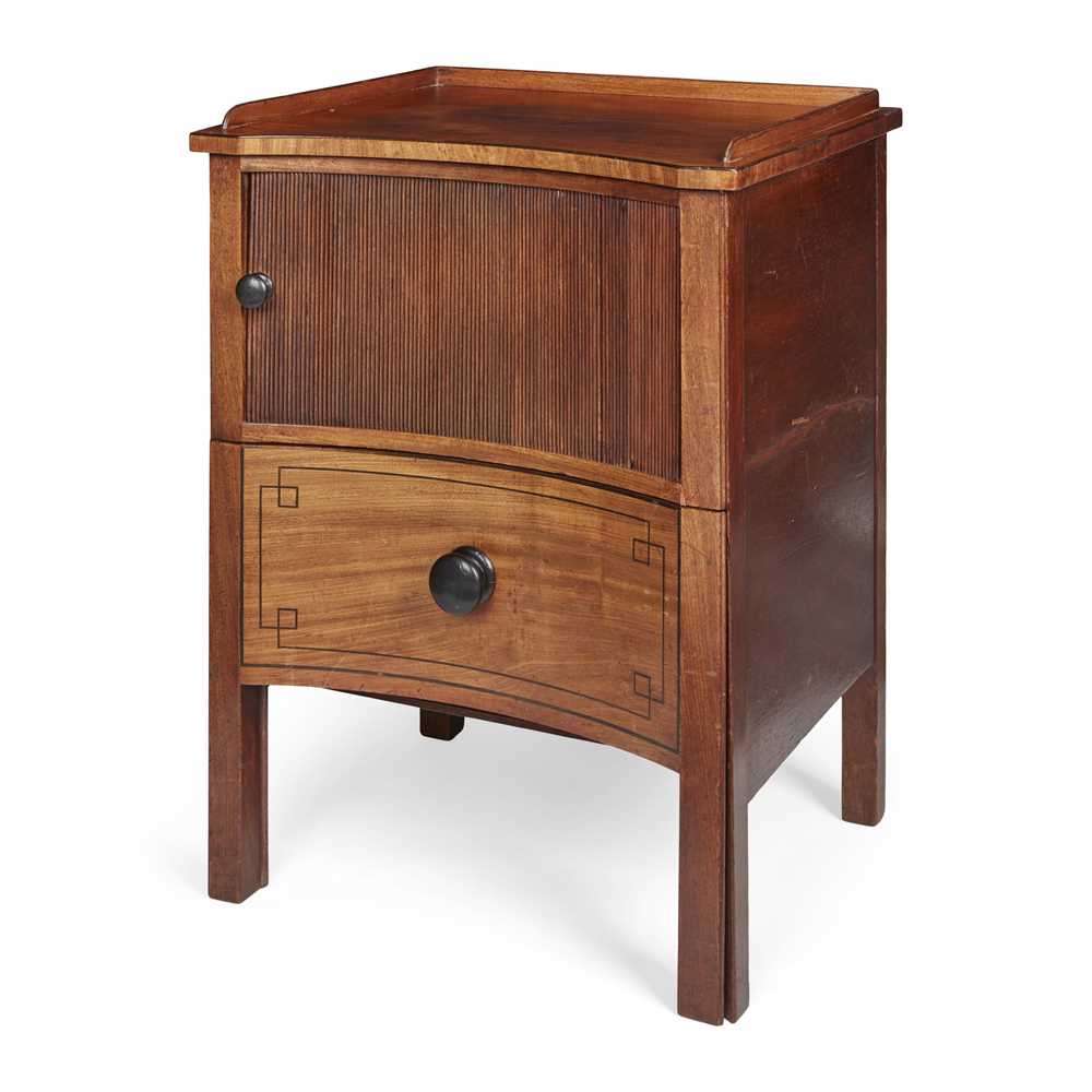 Appraisal: LATE GEORGE III MAHOGANY AND EBONY CONCAVE-FRONT BEDSIDE COMMODE LATE