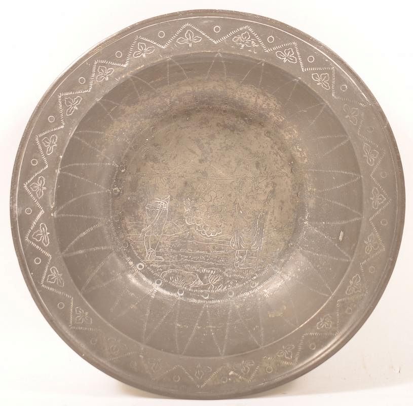 Appraisal: Continental Pewter Wine Bowl Signed Kringling Early th Century Continental