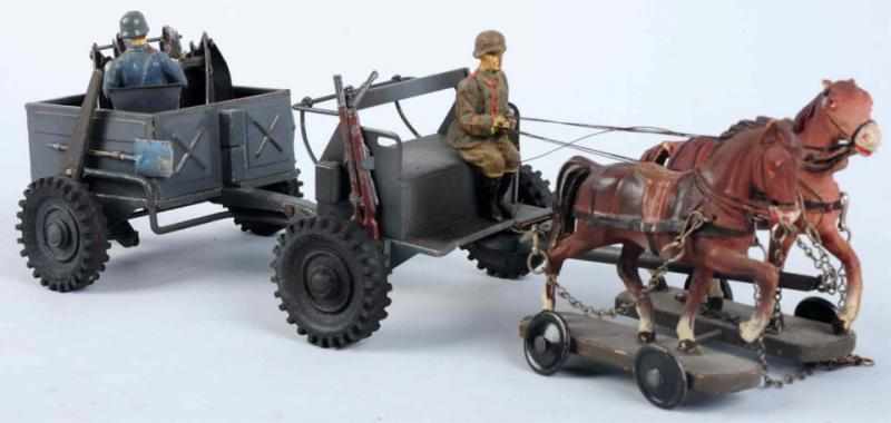 Appraisal: Hausser Horse-Drawn Anti-Aircraft Machine Guns With rubber tires Turn the