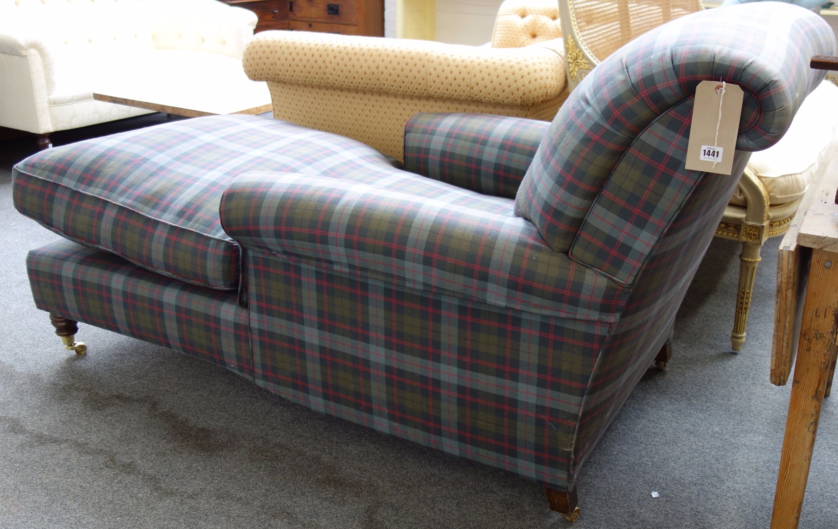 Appraisal: A th century tartan upholstered day bed by Peter Dudgeon