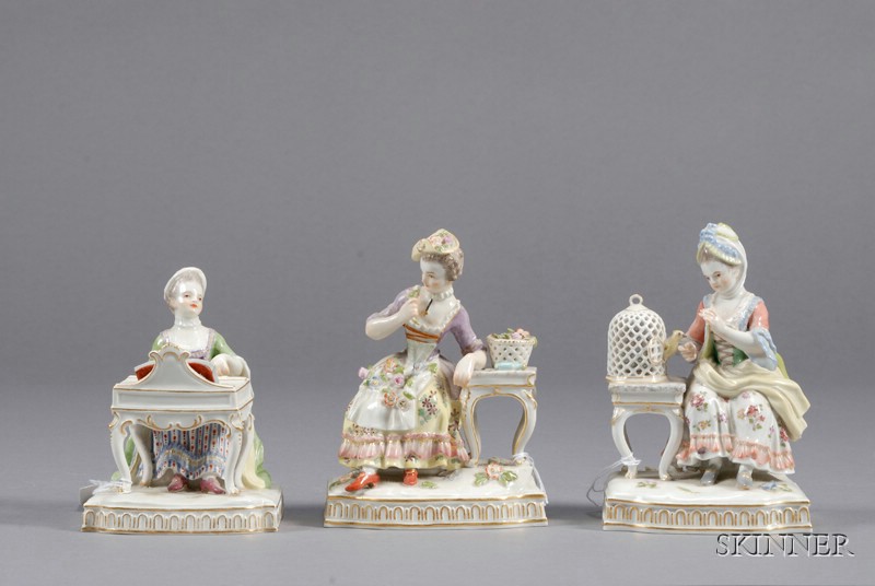 Appraisal: Three Meissen Porcelain Figures Germany late th early th century