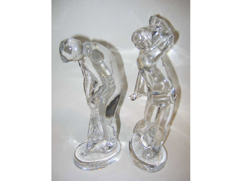 Appraisal: BACCARRAT FRANCE Golfers a pair of crystal figures signed h