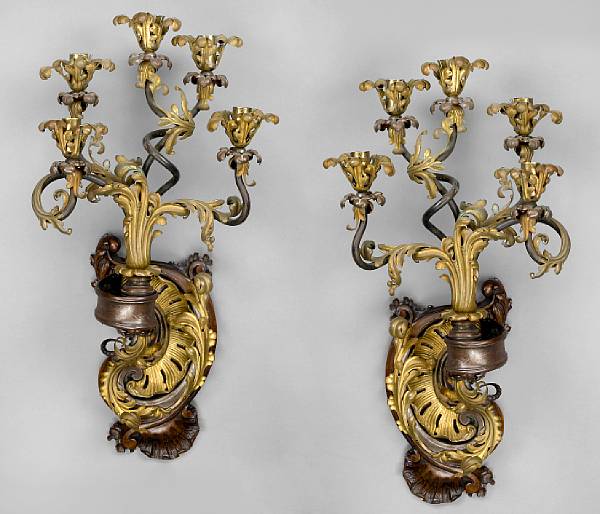 Appraisal: A pair of Louis XV style wrought metal and gilt