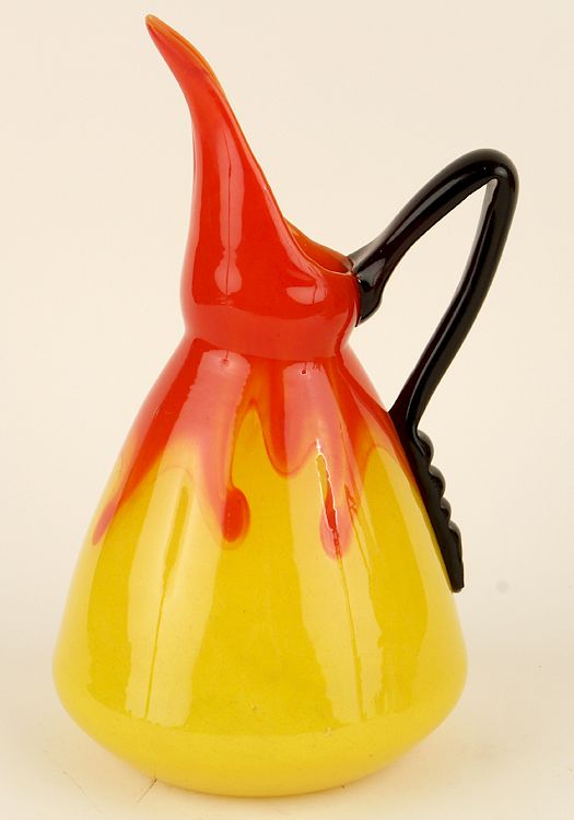 Appraisal: CHARLES SCHNEIDER ART GLASS PITCHER SIGNED A Charles Schneider art