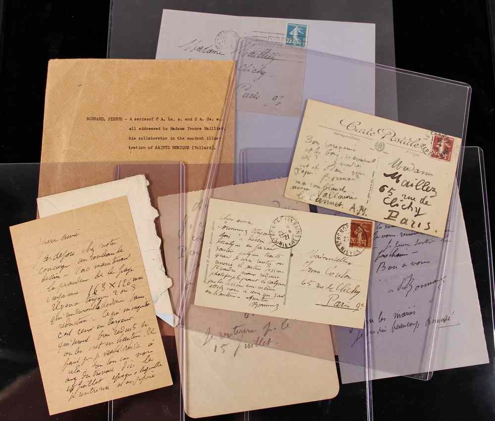 Appraisal: COLLECTION BONNARD LETTERS - ALS ACS from artist Pierre Bonnard